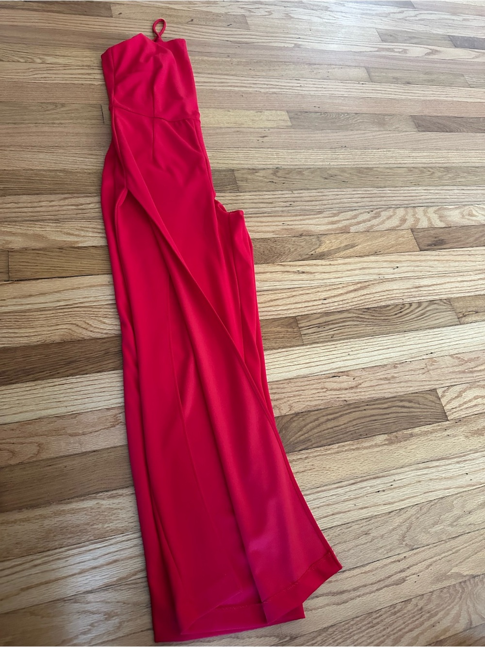 Sleeveless Red Wide-Leg Jumpsuit with Spaghetti Straps - Picture 4 of 4